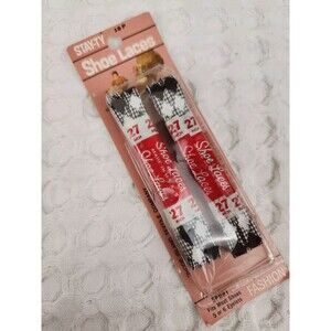 Vintage Stay-Ty Sport Shoe Laces  USA NOS 27 Inch Black WhitePlaid Argyle 2 Pair